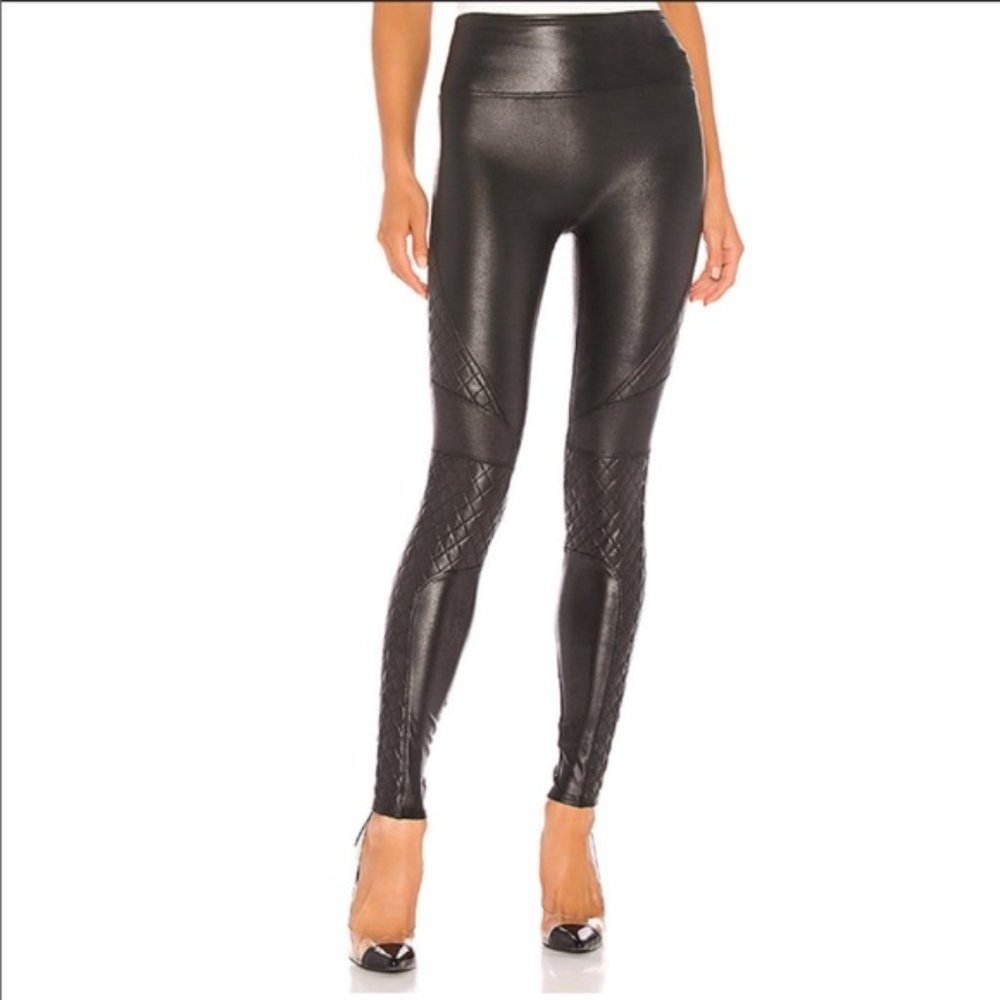 Spanx Faux Leather Quilted Leggings - Picture 2 of 6